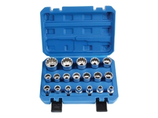 SATRA S-19GL12 Nástrčné hlavice multiprofilové Gear Lock 1/2" 12hranné, sada 19 ks