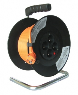 Solight PB04 Prodlužovací kabel 3x1,5mm2 buben 50m, 4x zásuvka, oranžový