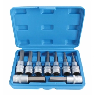 SATRA S-H912S Zástrčné hlavice Imbus 1/2" H4-H17, prodloužené 80 mm, sada 9 ks