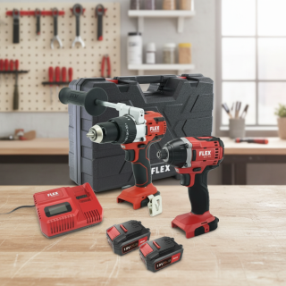 FLEX PD 2G 18.0-EC FS55 aku vrtačka s příklepem + ID 1/4" 18.0-EC aku rázový utahovák + 2x 5,0Ah - 516236