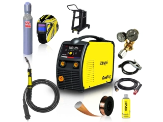 KOWAX GeniMig 220LCD, Svářecí invertor MIG/MAG/MMA SET4, hořák 4m 150A, kabely 3m, kukla + LAHEV CO2 + DRÁT + VENTIL + SPREJ