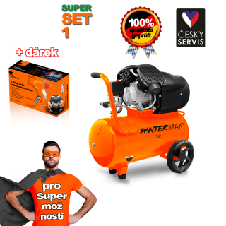 PANTERMAX®AirFlow® 52 SET1 dvouválcový olejový kompresor + 5-dílná pneu sada