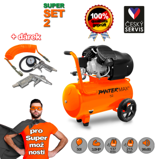 PANTERMAX®AirFlow® 52 SET2 dvouválcový olejový kompresor + 3-dílná pneu sada