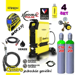 KOWAX GeniMig 355DP LCD5 SET 4Q svařovací zdroj + VODNÍ CHLAZENÍ (2x LAHEV 20l CO2, AR)