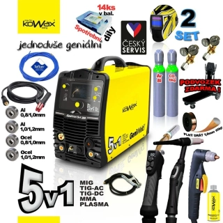 KOWAX GeniWeld 5v1 200 SET 2 Svařovací invertor MIG/PLASMA/ACTIG/DCTIG/MMA + 2x LAHEV CO2 /AR + VENTILY + KUKLA