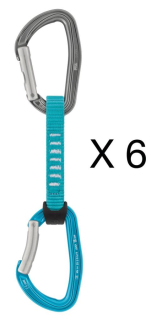 PETZL PACK OF 6 DJINN AXESS komplet 11 cm tyrkysové - sada expresek 6 ks