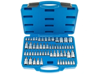SATRA S-ST60b Nástrčné a zástrčné hlavice TORX, 1/4”, 3/8” a 1/2”, sada 60 ks