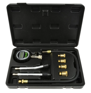 GEKO G02509 Kompresiometr - tester komprese pro benzínové motory, LCD displej, 0-14 bar, 8 ks