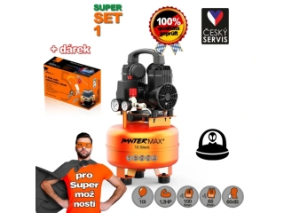 PANTERMAX®AirFlow® 10 SILENT SET 1 tichý bezolejový kompresor + 5-dílná sada příslušenství