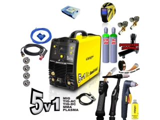 KOWAX GeniWeld 5v1 200 SET 3 Svařovací invertor MIG/PLASMA/ACTIG/DCTIG/MMA + 2x LAHEV SMĚS 20l / AR 20l + VENTILY + KUKLA