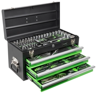 JBM 54261 Box kovový s nářadím 143 kusů, se 3 zásuvkami
