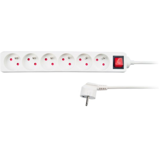 Solight PP71 prodlužovací přívod, 6 zásuvek, bílý, vypínač, 2m
