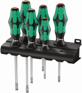 WERA 105650 šroubováky tříkomponentní - sada, zelenočerné (6 ks), 334/6 Rack