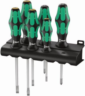 WERA 105656 šroubováky tříkomponentní - sada, zelenočerné (6 ks), 334/355/6 Rack