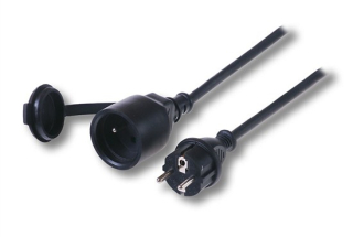 SOLIGHT PS31 Prodlužovací přívod - spojka, 1 zásuvka, černá, gumová, 10m