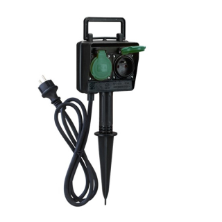 SOLIGHT PG01 zahradní sloupek IP44, 2 zásuvky, gumový kabel - 1,5m