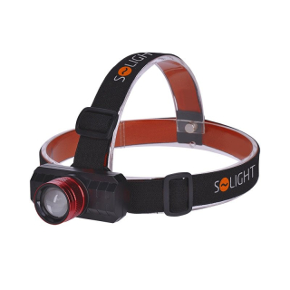 SOLIGHT WN36 LED čelová nabíjecí svítilna, 3W,150lm, zoom, Li-ion, USB