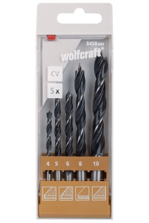 WOLFCRAFT 8458000 spirálový vrták do dřeva 4-10mm - sada 5ks