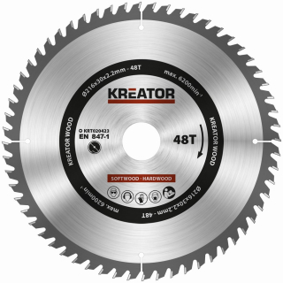 KREATOR KRT020423 Pilový kotouč na dřevo 216mm, 48T